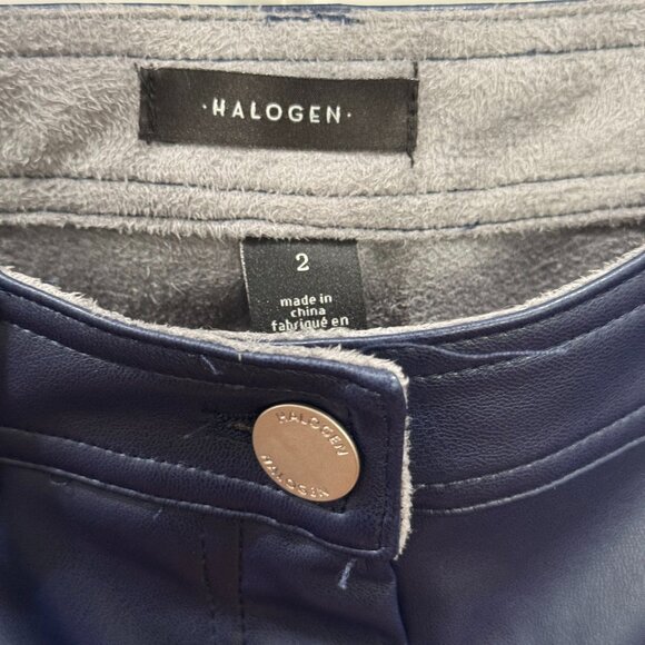! Halogen Navy Blue Faux Leather Pants ! - Picture 2 of 4
